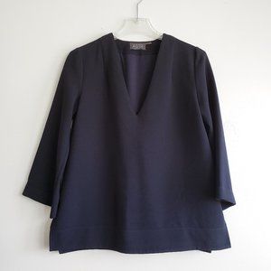 ASTR The Label Navy Oversized Tunic Blouse Flared‎ Sleeve V Neck Minimalist XS